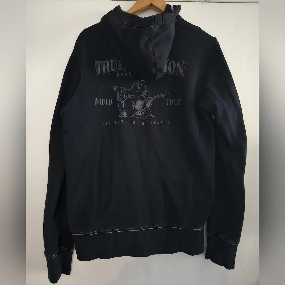 True Religion Black Zip-Up World Tour Sweatshirt Size Large